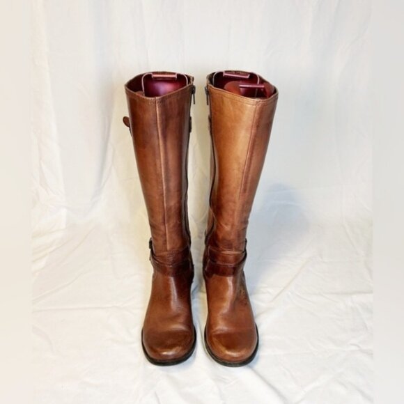 Vintage Y2K Liz & Co Rustic Brown Distressed Leather Knee High Riding Boots~8~ - Picture 3 of 7